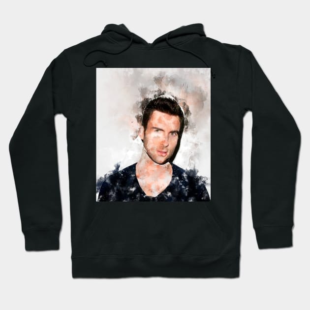 Adam Levine pop Portrait watercolour painting Hoodie by nonagobich